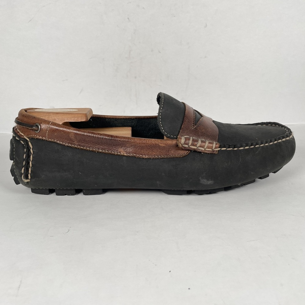 Bass Mike Driving Penny Loafers Mens Size 10 M Black Leather Slip On Moc Shoes